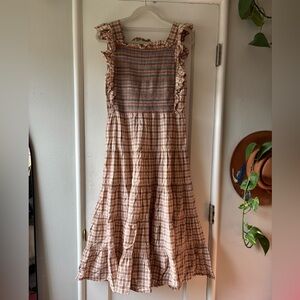 SOLD Down Plaid Ruffle Arbor Maxi Dress